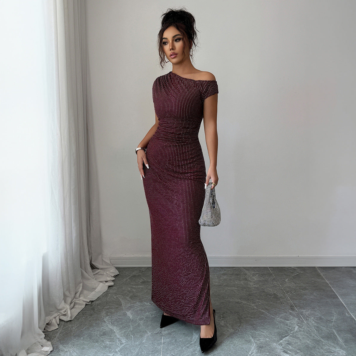 Womens Solid-Color Fashion Bodycon Dress
