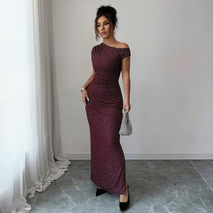 Womens Solid-Color Fashion Bodycon Dress