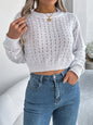 Women Sexy Backless Button Hollow Out Long Sleeve Pullover Sweater
