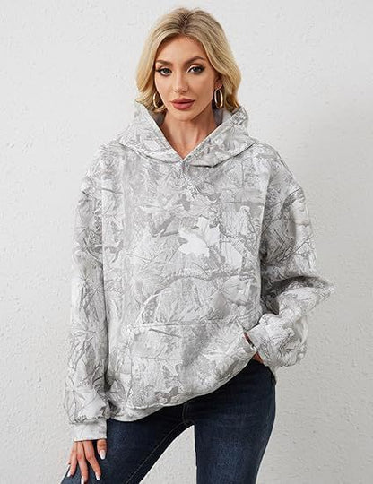 Women's Fashionable Printed Camouflage Maple Leaf Hoodie Top