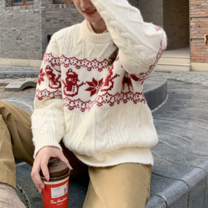 New Loose Christmas Jacquard Geometric Sweater