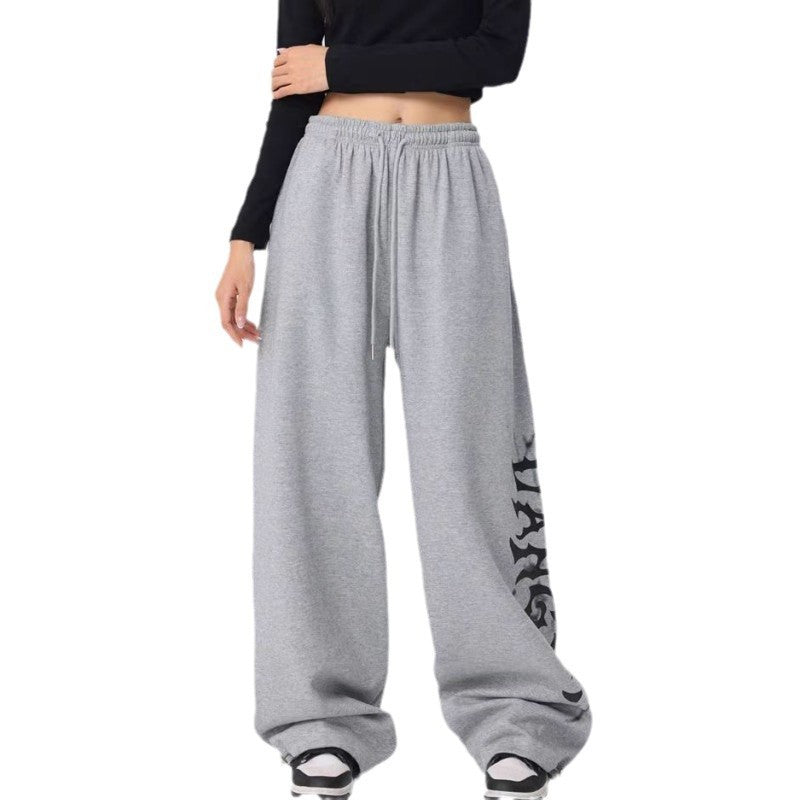 High Waist Drawstring Loose European And American Hot Girl Style Sports Pants Female