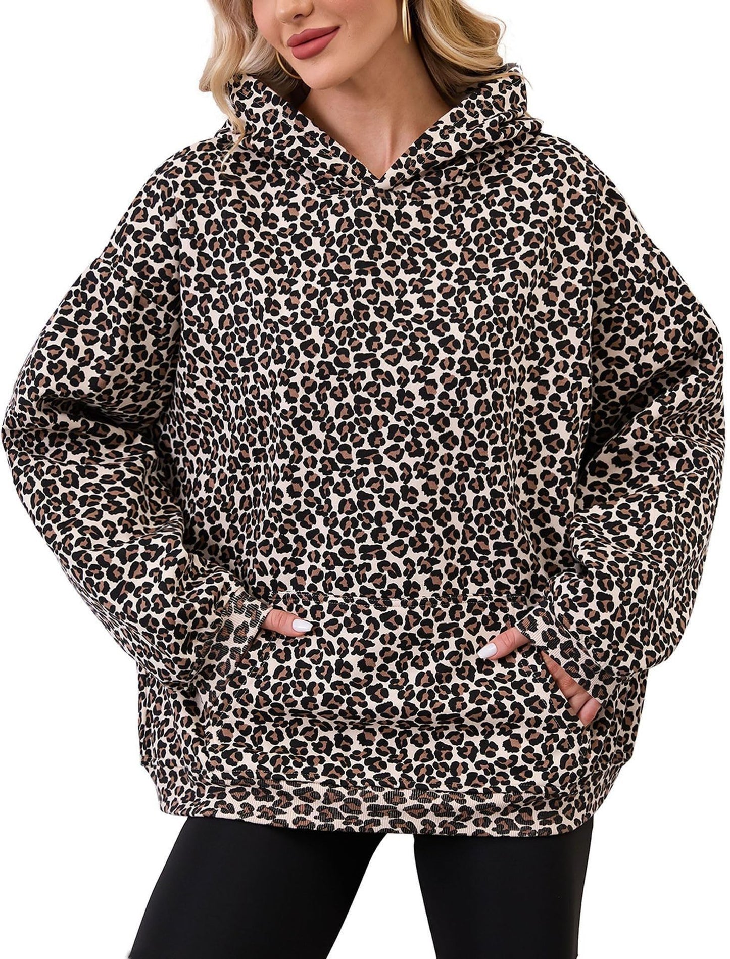 Women's Fashionable Printed Camouflage Maple Leaf Hoodie Top