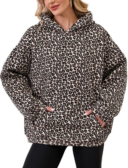 Women's Fashionable Printed Camouflage Maple Leaf Hoodie Top