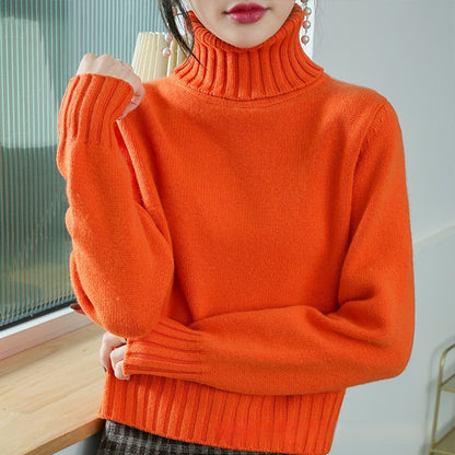 Women's High-neck Loose Slim-fit Lapel Wool Sweater Base Layer