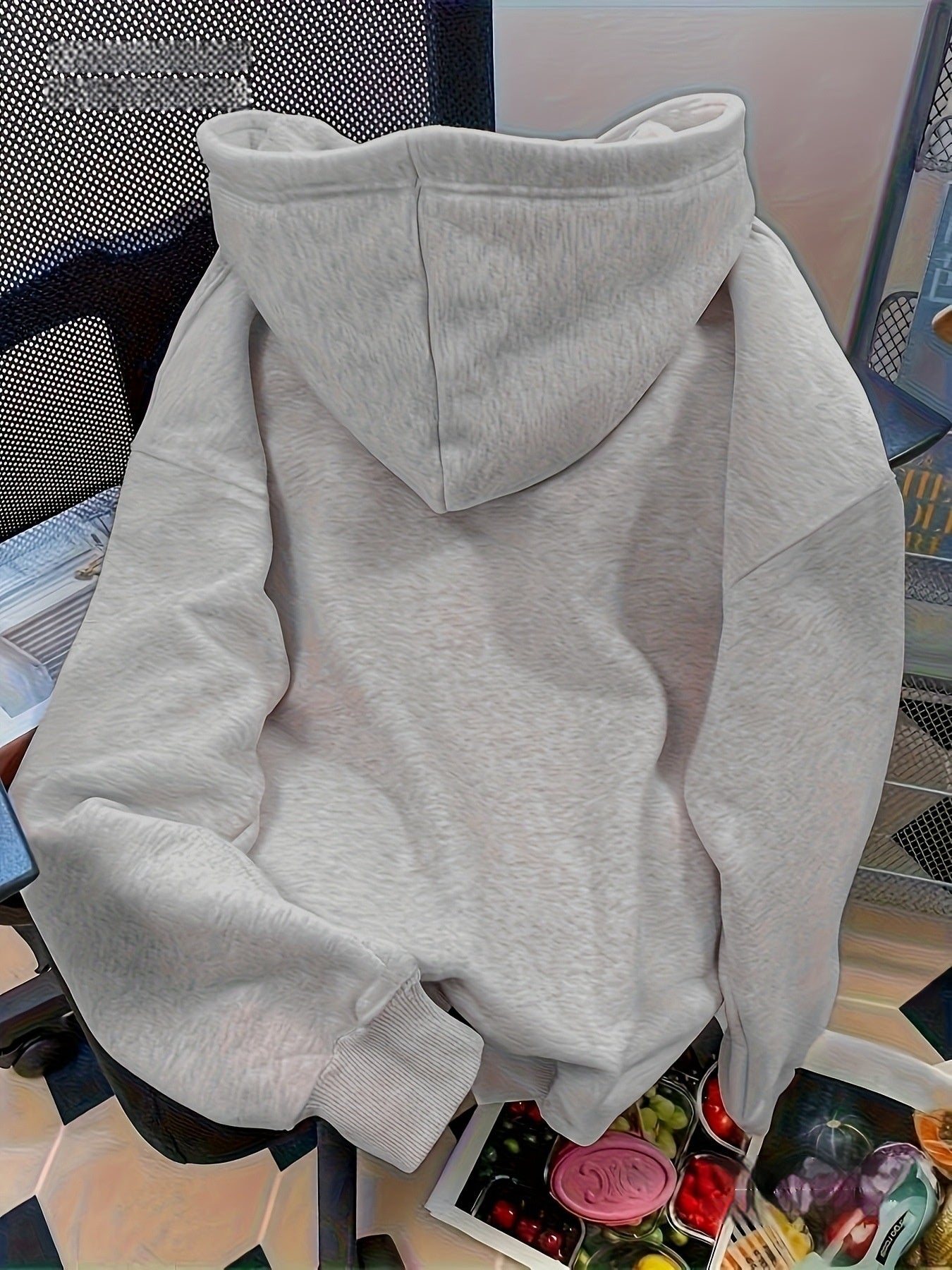 Women's Hoodie Light Gray Pullover Australian Surfing Pattern