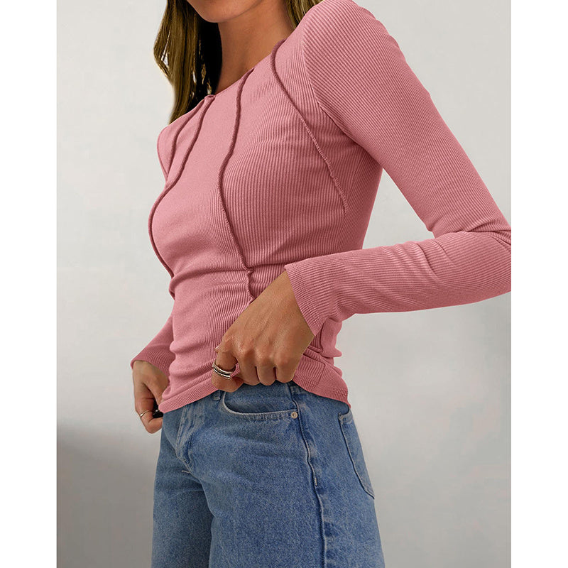 Women Long Sleeve T Shirts Crewneck Slim Fit Tops Going Out Fall Fashion Basic Tee