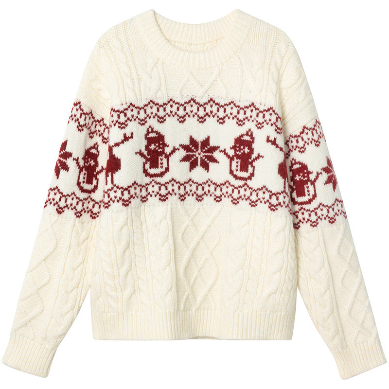 New Loose Christmas Jacquard Geometric Sweater
