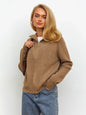 Women's Casual Knit Dual-zip Solid Color Sweater