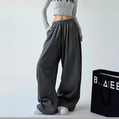 Casual Womens Street-style Wide-leg Pants With A Tie-waist Design