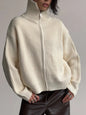 Women's Casual Knit Dual-zip Solid Color Sweater