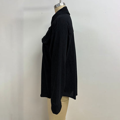 Women's Corduroy Shirt Jacket, Lapel Long Sleeve Button-Down Coat For Casual And Office Wear