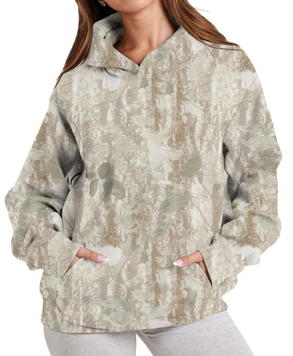 Women's Fashionable Printed Camouflage Maple Leaf Hoodie Top