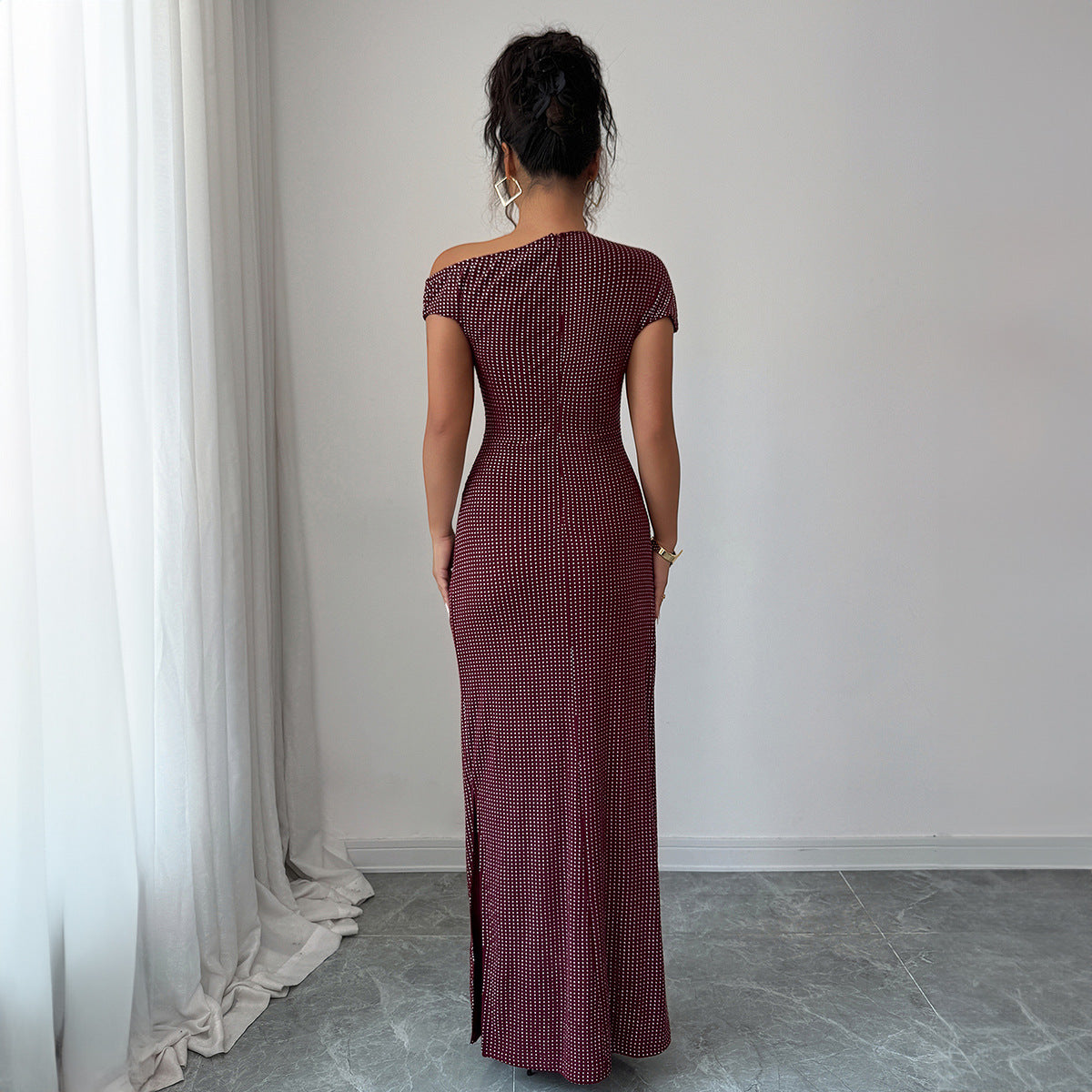 Womens Solid-Color Fashion Bodycon Dress