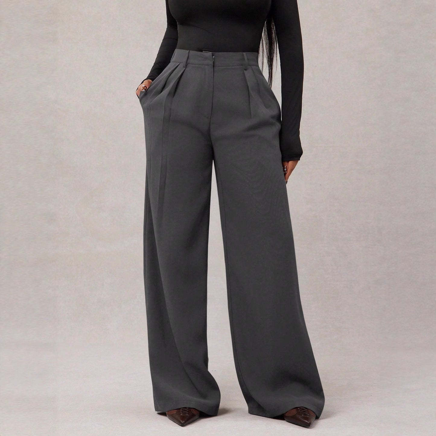 New Women's Casual Loose Straight-leg Business Commuting Wide-leg Pants