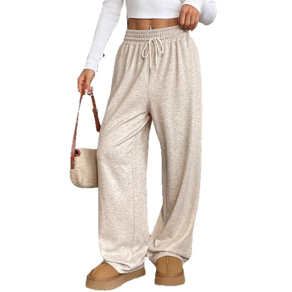 Solid Color Women's Clothes Casual Pants Loose Commuter Trousers