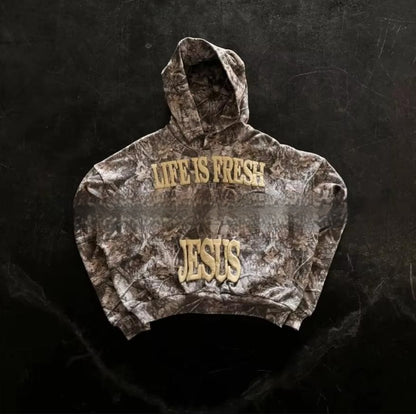 Camouflage Pattern Hoodie Long-sleeved Sweater For Women