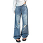 High-waisted Washed Design Slim Wide-leg Pants