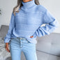 Women Turtleneck Long Sleeve Hollow Out Base Knit Sweater