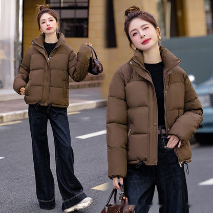 Winter Down Cotton Jacket With Stand Collar Women's Short Style