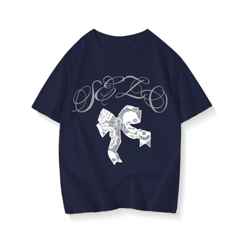 New Summer Style Gray Short-sleeve Top With A French-style Bow