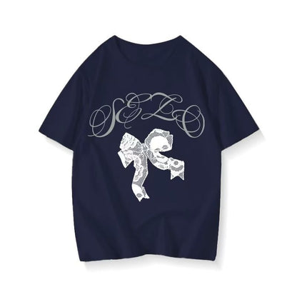 New Summer Style Gray Short-sleeve Top With A French-style Bow