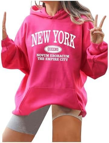 Women's Letter Pattern Hoodie Pullover Sweater