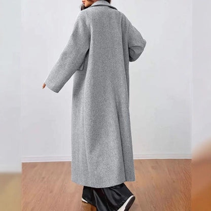 Women's Wool Coat Fashion Long Sleeve Lapel Long Coat