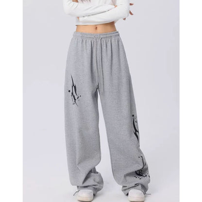 High Waist Drawstring Loose European And American Hot Girl Style Sports Pants Female