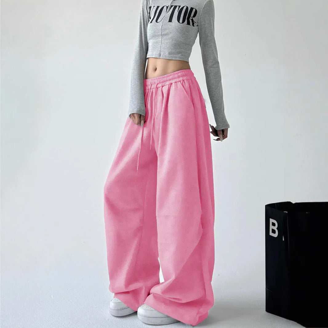 Casual Womens Street-style Wide-leg Pants With A Tie-waist Design
