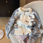 Puppy Embroidered Sweater Cardigan For Women