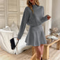 Womens Solid-Color Elegant Knit Long-Sleeve Dress