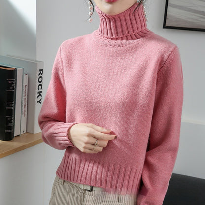 Women's High-neck Loose Slim-fit Lapel Wool Sweater Base Layer