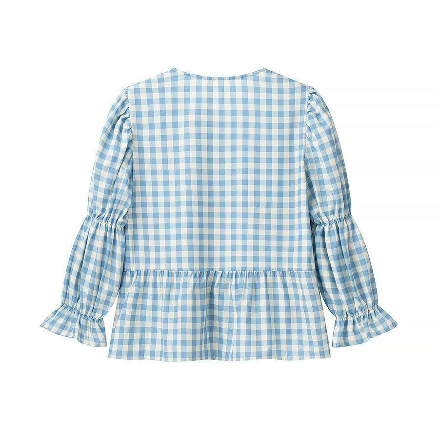 Women's Street Fashion Tie-dye Plaid Print Shirt