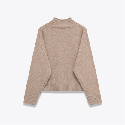 Women's Fashion Simple And Soft Stand Up Collar Knitted Sweater
