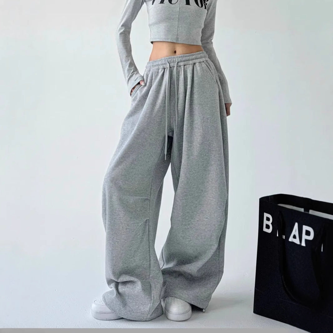 Casual Womens Street-style Wide-leg Pants With A Tie-waist Design