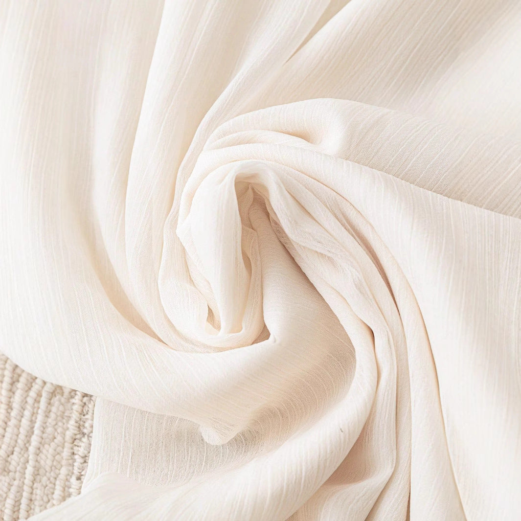 Women's Solid Textured Mesh Casual Loose Wide-leg Pants