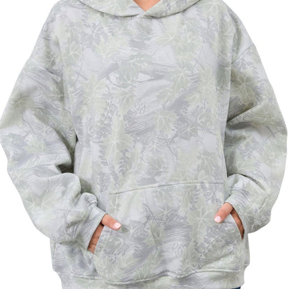 Women's Fashionable Printed Camouflage Maple Leaf Hoodie Top