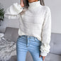 Women Turtleneck Long Sleeve Hollow Out Base Knit Sweater