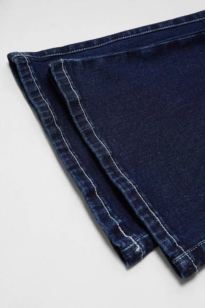 Women's Ripped Wide Leg Jeans, High Waisted Flare Fit With Distressed Details And Button Fly, Casual Stretch Denim Pants