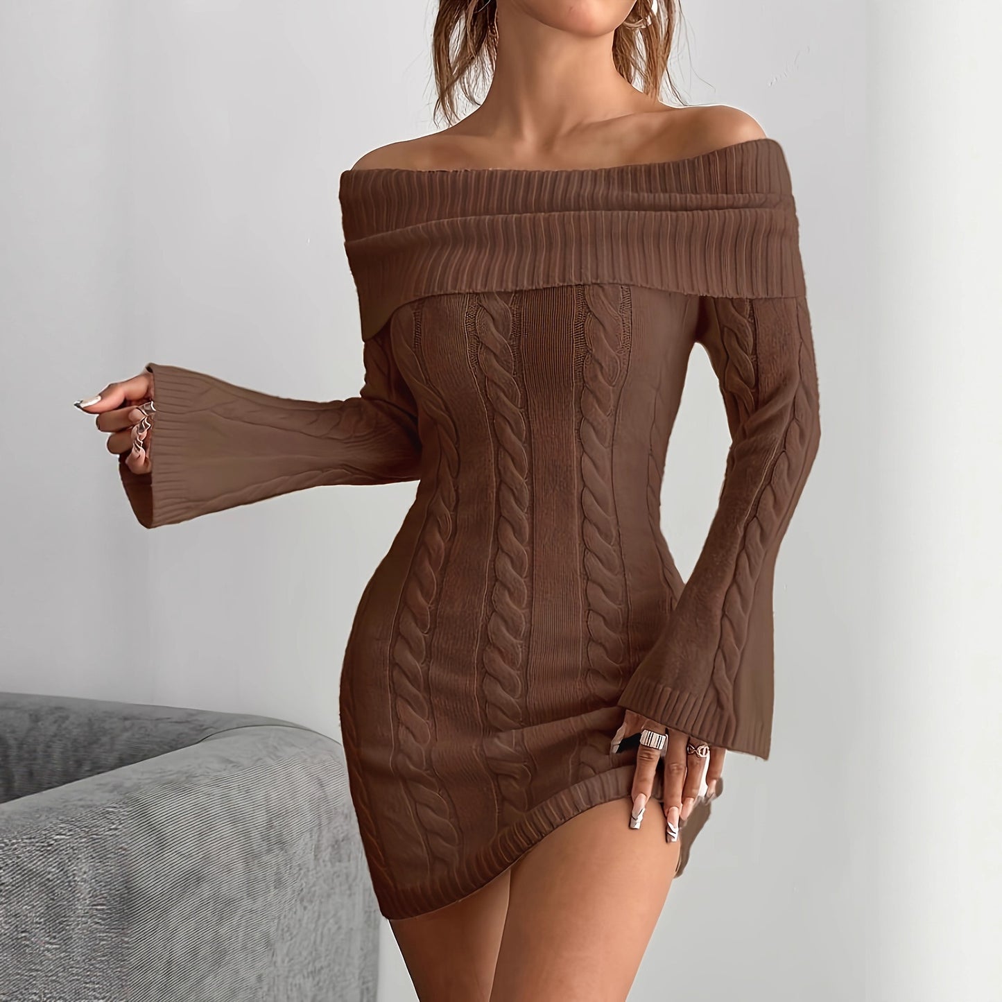 Polyester Women's Sweater Loose Casual Dress