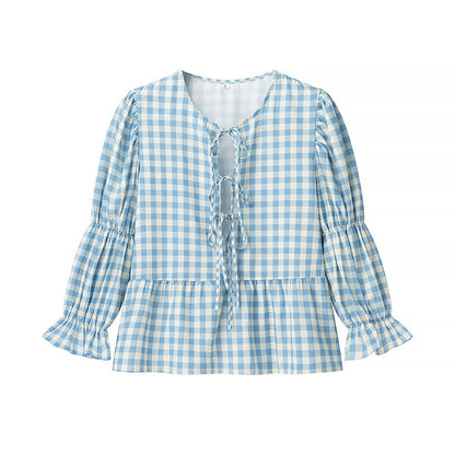 Women's Street Fashion Tie-dye Plaid Print Shirt