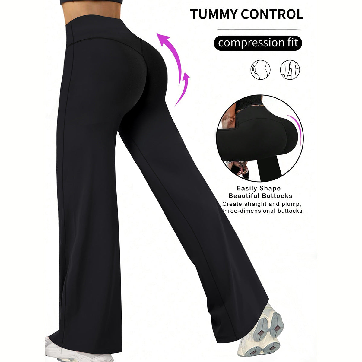 New High-waisted Slim-fit Wide-leg Butt-lifting Pants