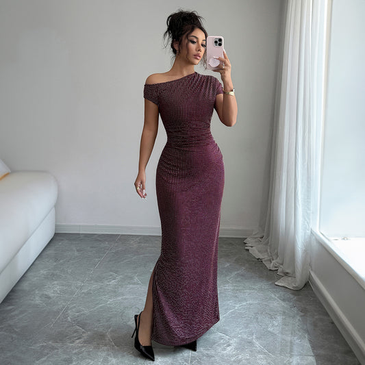Womens Solid-Color Fashion Bodycon Dress