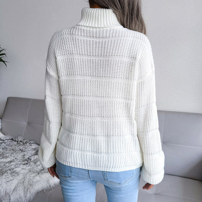 Women Turtleneck Long Sleeve Hollow Out Base Knit Sweater