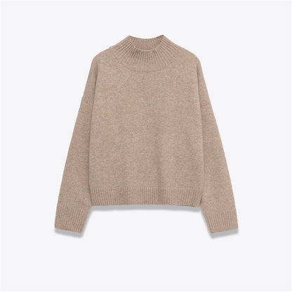 Women's Fashion Simple And Soft Stand Up Collar Knitted Sweater