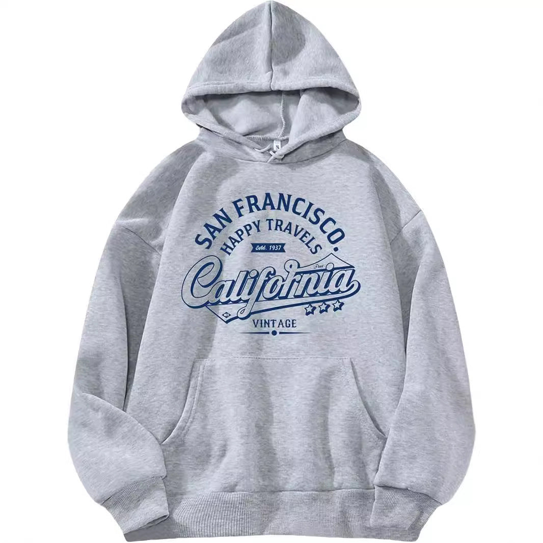 Women's Letter Pattern Hoodie Pullover Sweater